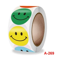 japanese holiday decoration gift box packaging seal cartoon korean color round children sticker reward roll smiley face label