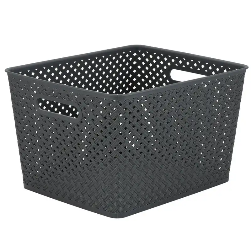 

Large Resin Wicker Storage Bin in Gray Compost bin for kitchen Kitchen item Trash can Desk trash can Trash can kitchen gallon R