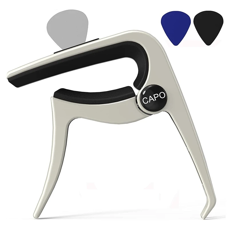

Guitar Capo, Capo For Acoustic Guitar And Electric Guitars,3In1 Clamp With Picks Holder & Picks For Ukulele, Mandolin