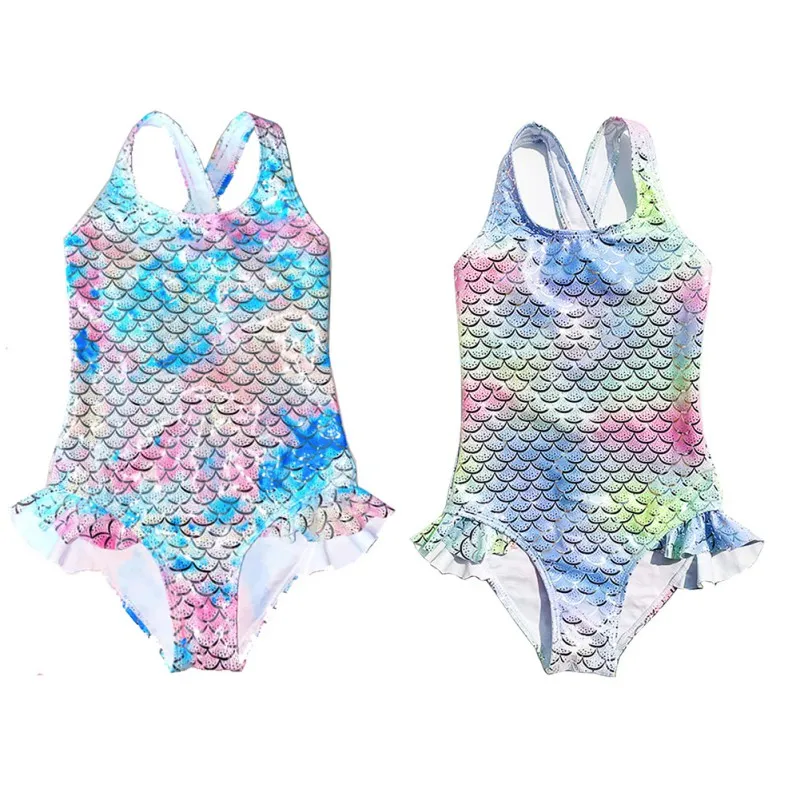 

Детский слитный купальник для девочек с блестящим фотографическим рисунком, купальник без рукавов, купальный костюм, одежда для серфинга, п...
