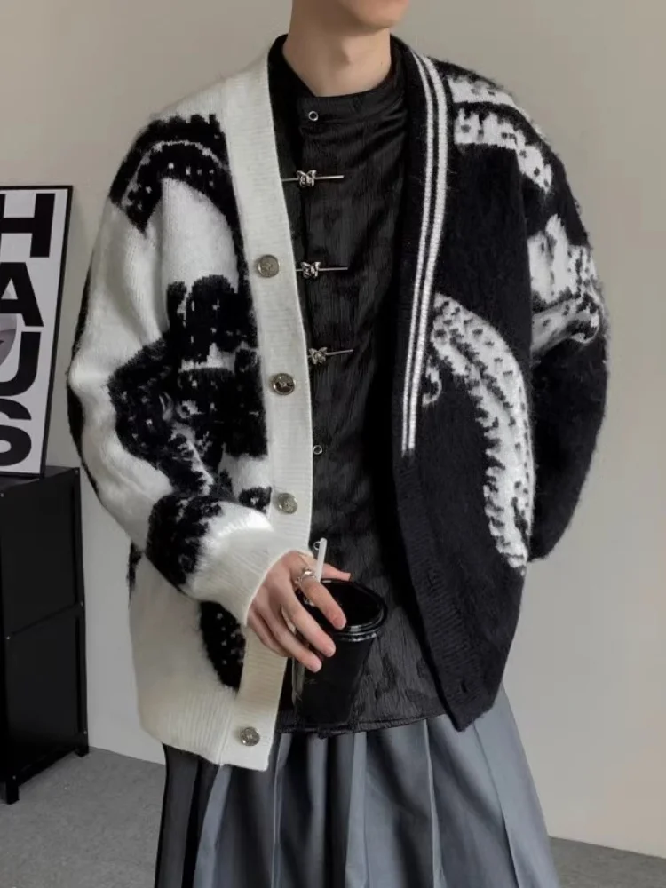 Кардиган с v-образным вырезом и принтом тай-дай верхняя одежда мужской