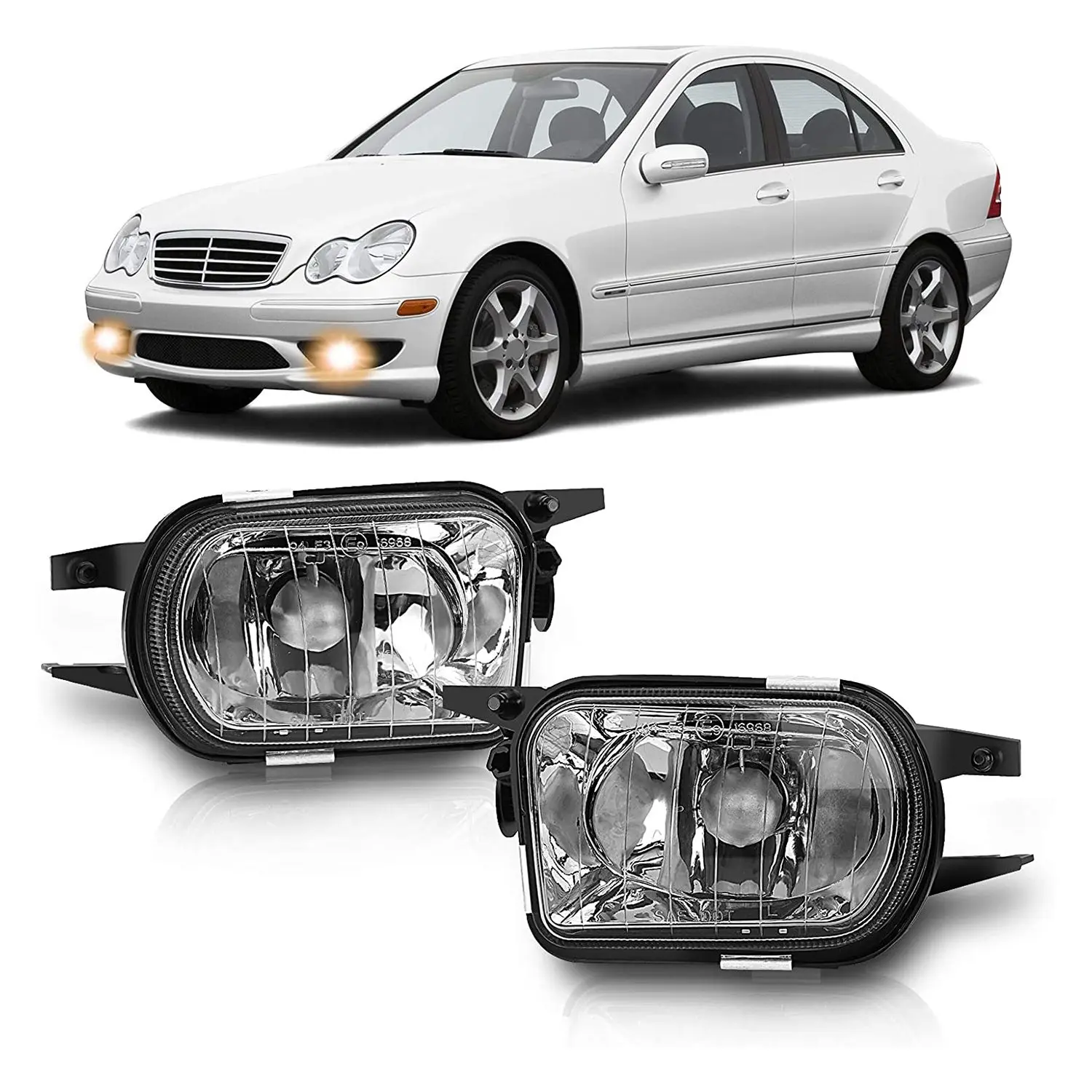 

Car Front Bumper Fog Lights Lamp Shell Without Bulb for Benz C-Class W203 C200 C240 2002-2007 2158200556 2158200656