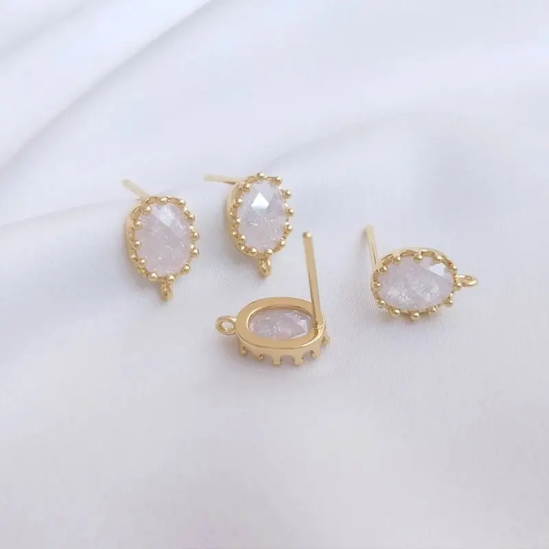 

Овальные серьги с золотым покрытием 14 к, 4 шт., для изготовления ювелирных изделий своими руками, латунные аксессуары ручной работы, оптовая продажа