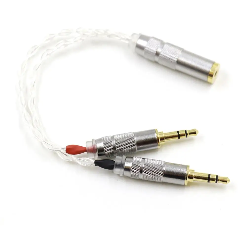 Фото Аудиокабель-адаптер HiFi из монокристаллической меди с серебряным покрытием, 2x3,5 мм (штекер) на 2,5 мм TRRS (балансный разъем) для плеера Chord Mojo №3