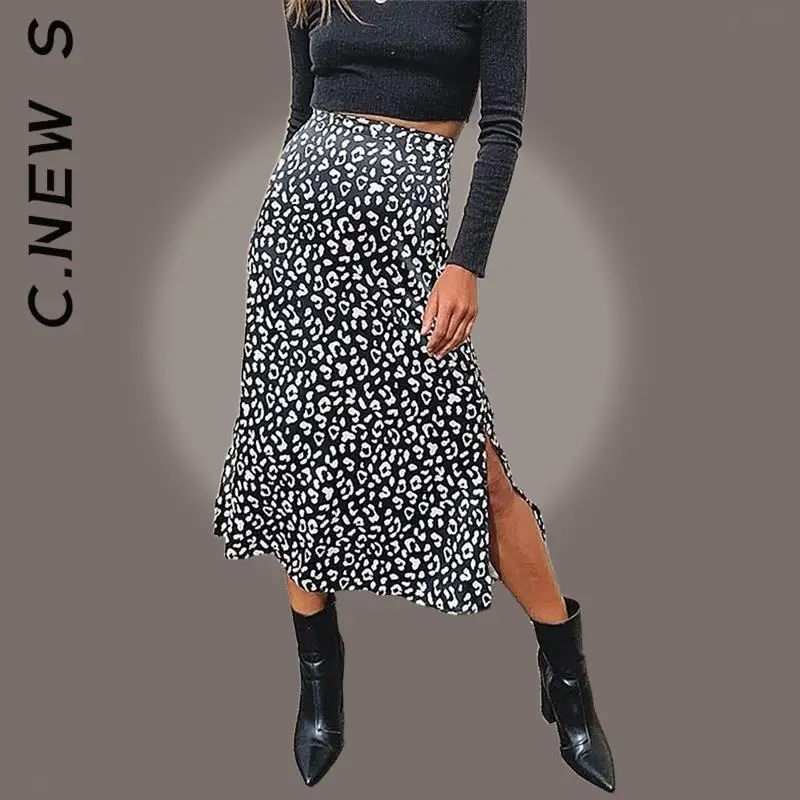 

Женская юбка миди с разрезом, с завышенной талией