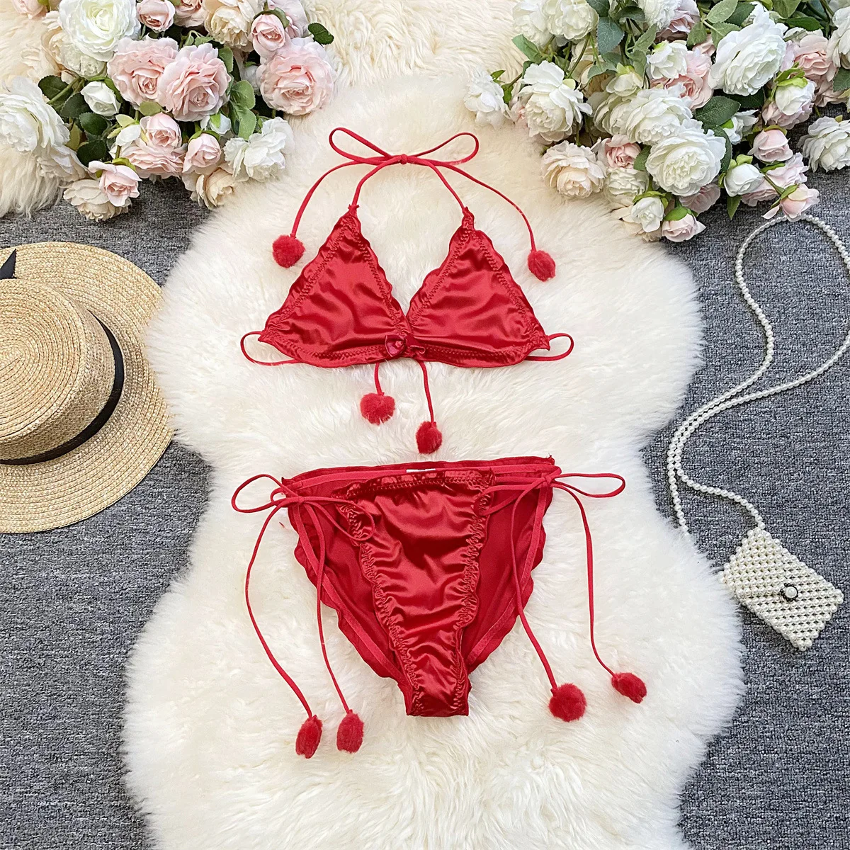 Сексуальные рождественские комплекты нижнего белья Lovermore Женская облегающая