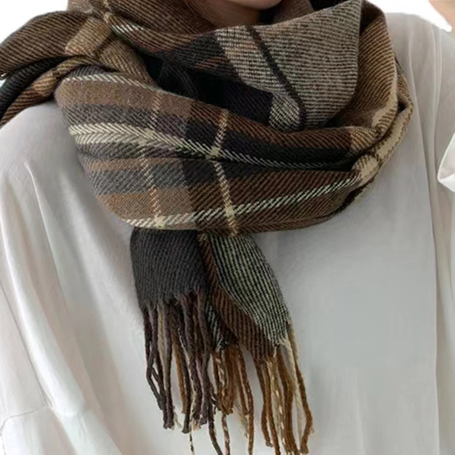 1 шт. зимний шарф в корейском стиле женский британский классический клетчатый