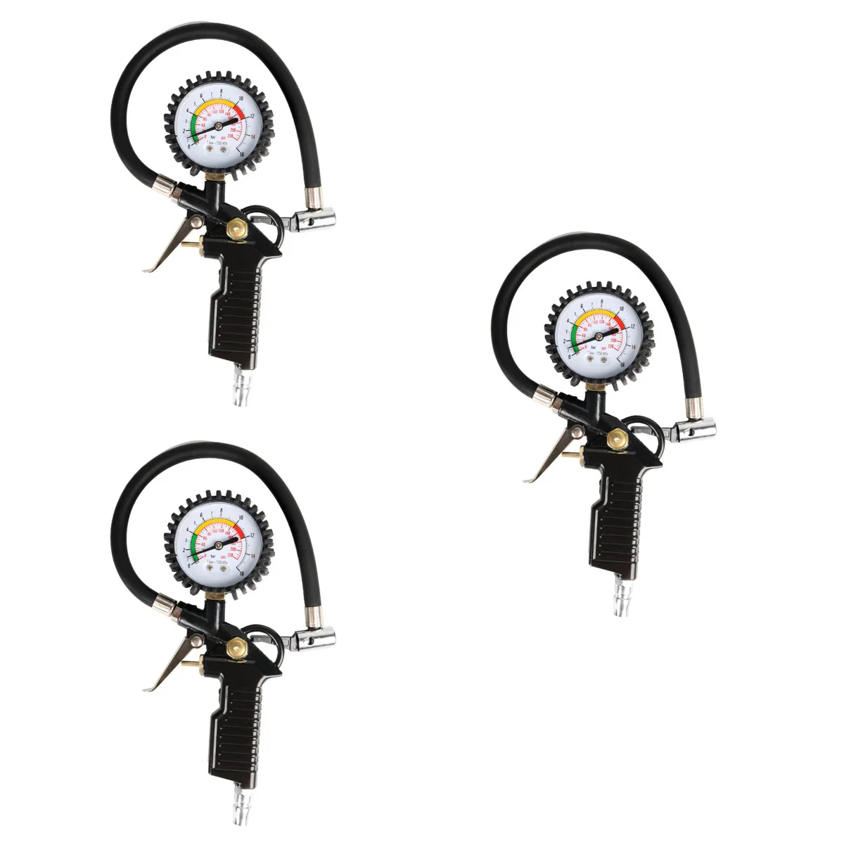 

3 Pack Vehicle Tire Pressure Gauge With Rubber Tube Safe Drive Durable Inflatable