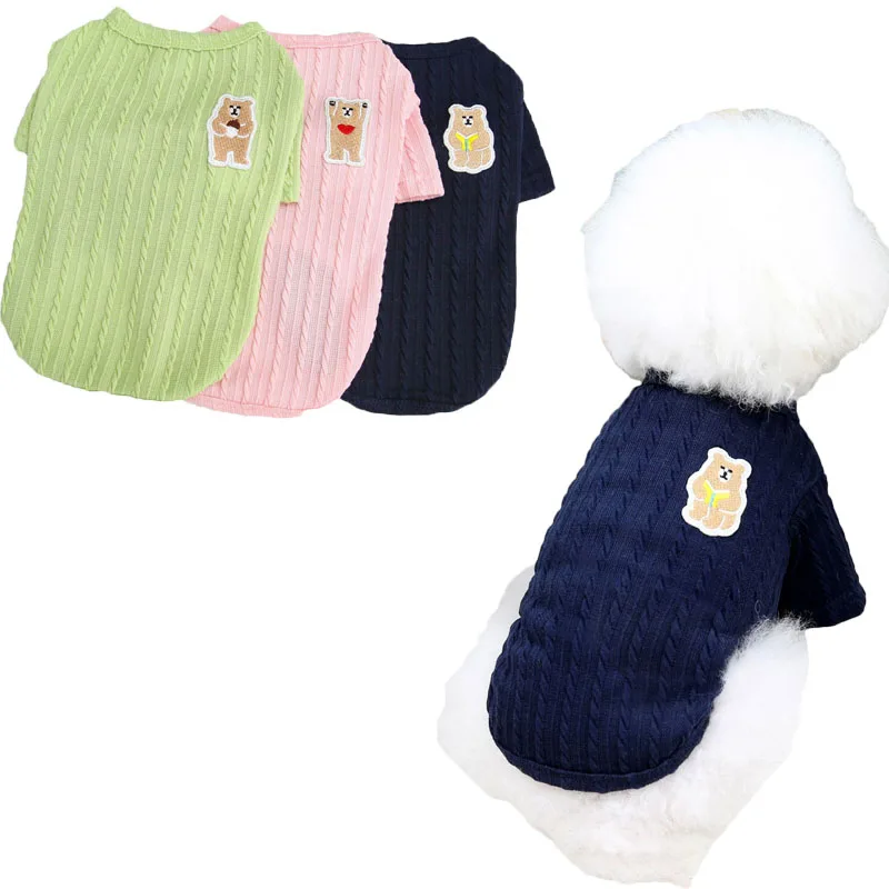 

Bear Pattern Knitted Dog Hoodies Pet Clothes Dog Bottom Shirt Sweater For Small Dogs Chihuahua Puppy Cat Coat Sweatshirt Jumpers