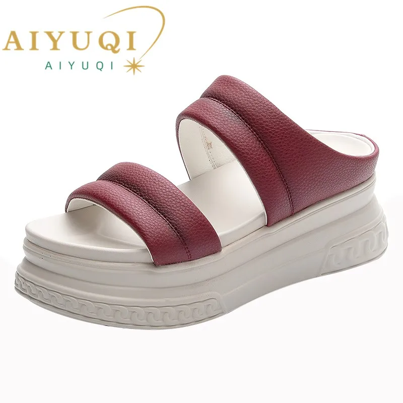 AIYUQI Slippers Women Summer Wear 2023 New Fashion Women Slippers Platform 7CM Open Toes Sandals Women