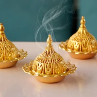vintage gold metal aromatherapy stove luxury candle holder iron hollow incense burner craft living room countertop decoration