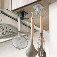 360 Degrees Rotating Hooks Under Shelf Cabinet Hanging Rack Wall Door Storage Hook Towel Holder Ties Hanger Kitchen Organizer