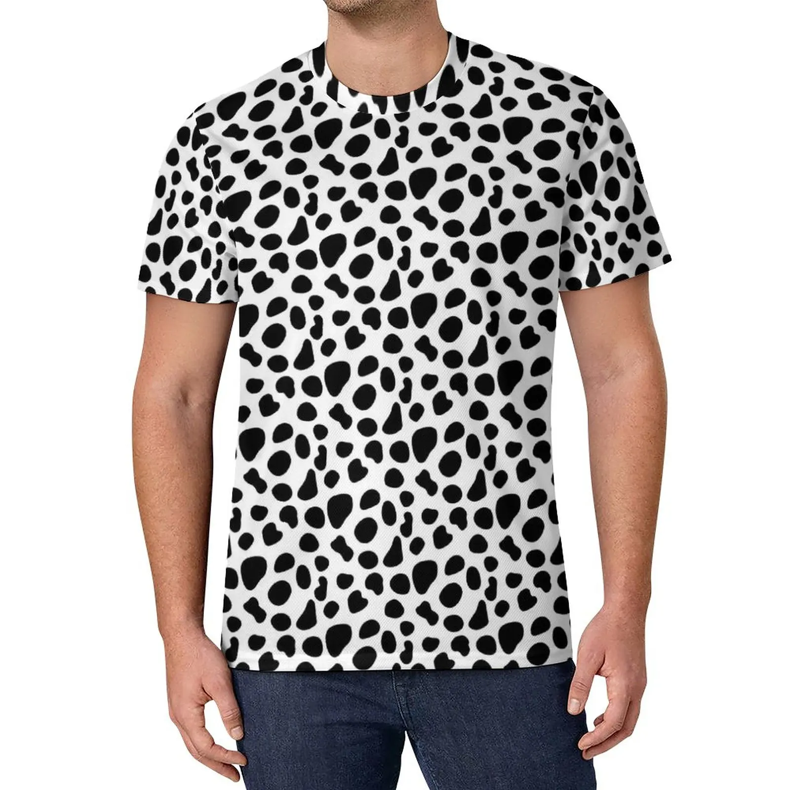 

Dalmatian Dog T-Shirt Mens Animal Print Basic T-Shirts Summer Hippie Tees Short Sleeves Graphic Oversize Tops