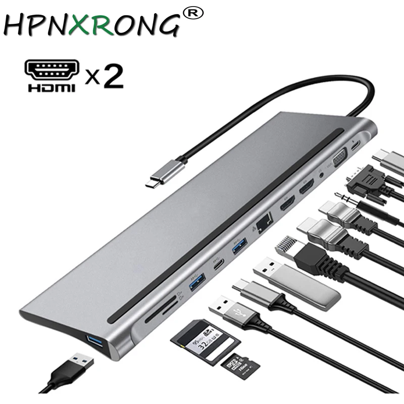 Адаптер 12 в 1 для MacBook M1 Pro Air и USB C 100 Вт PD |