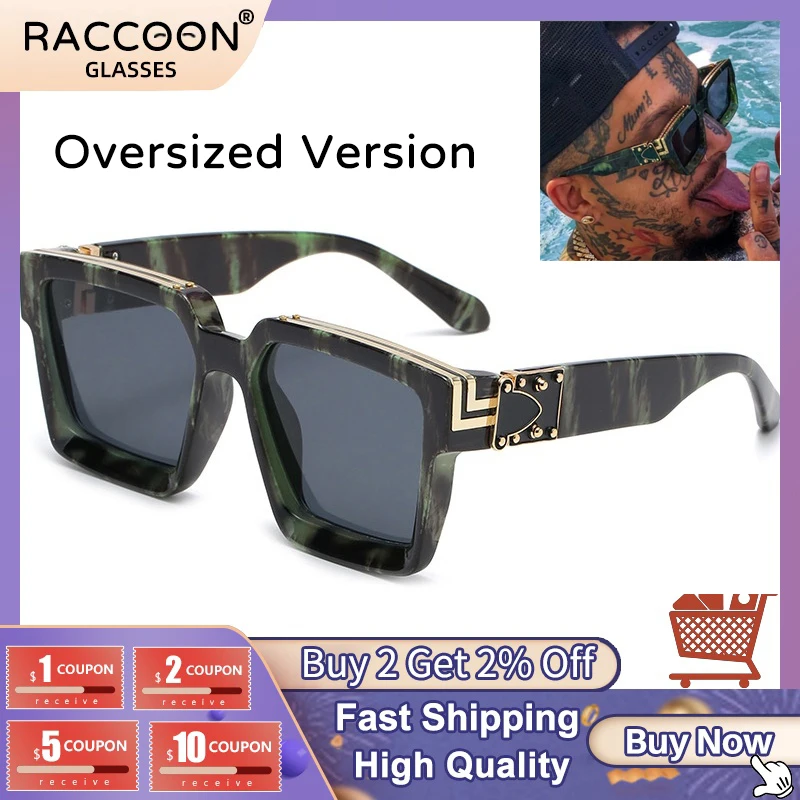 

Personalized Luxury Brand Oversized Sunglasses Men Vintage Square Millionaire Sun Glasses Hip Hop Fashion Leopard Print Eyewear