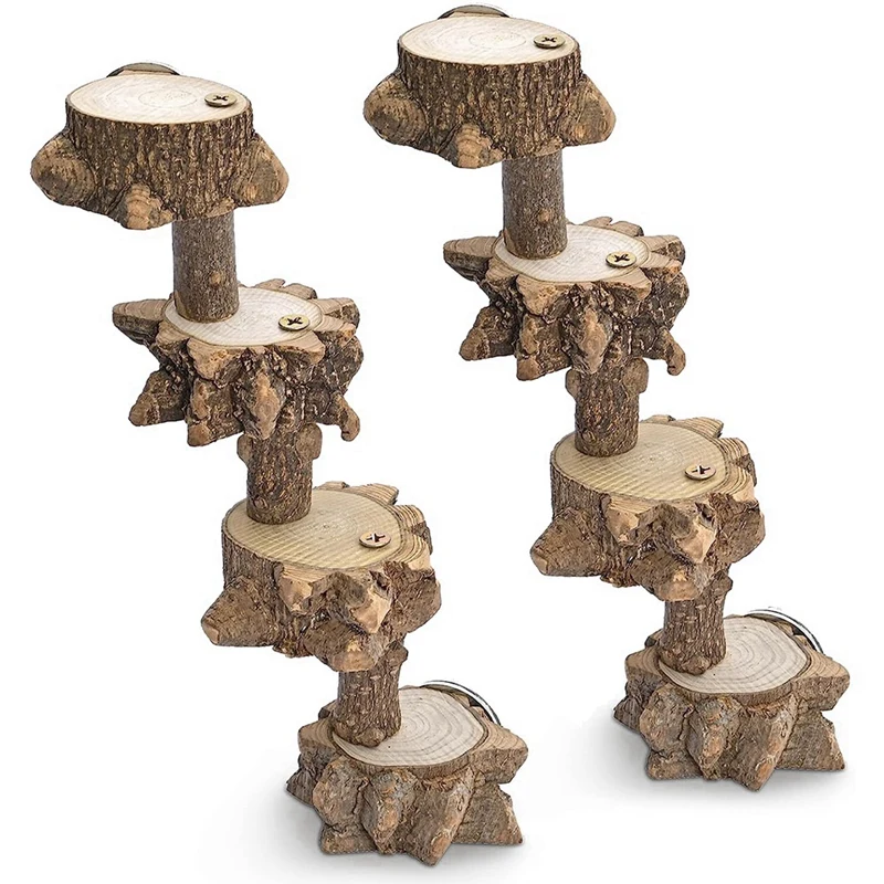 

SEWS-Bird Platform Playground for Parakeet , Cage Natural Wood Play Stand Parrot Flat Perches , Birdcage Ladder Climbing Toy