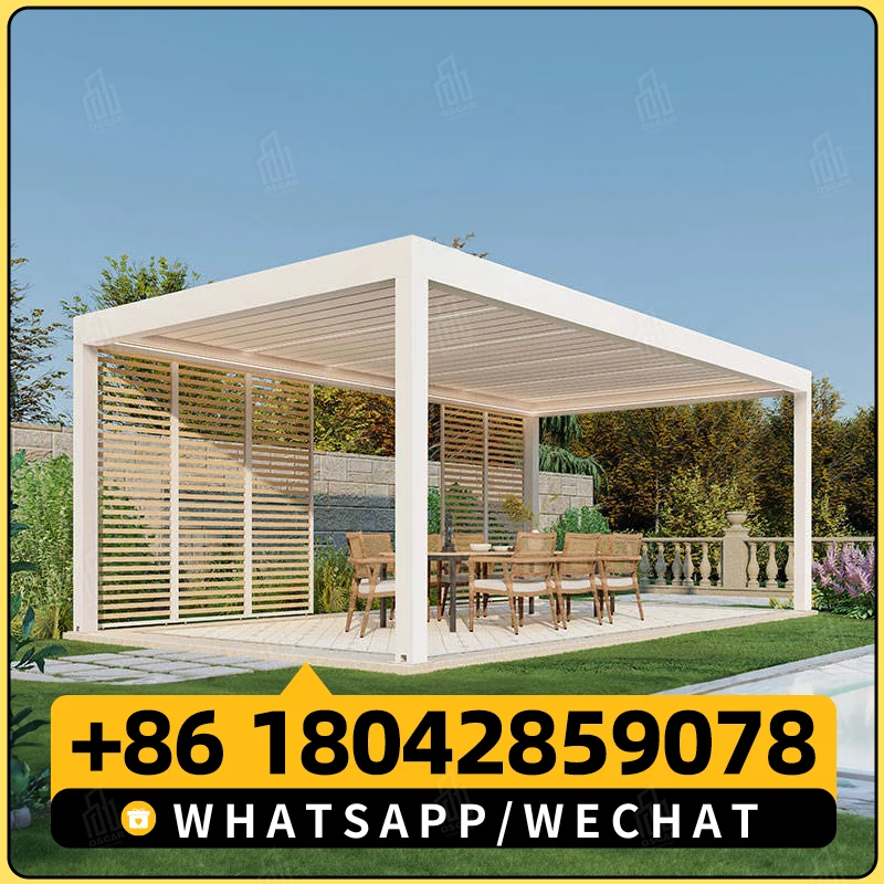 Алюминиевая беседка из жалюзи для улицы водонепроницаемая моторизованная
