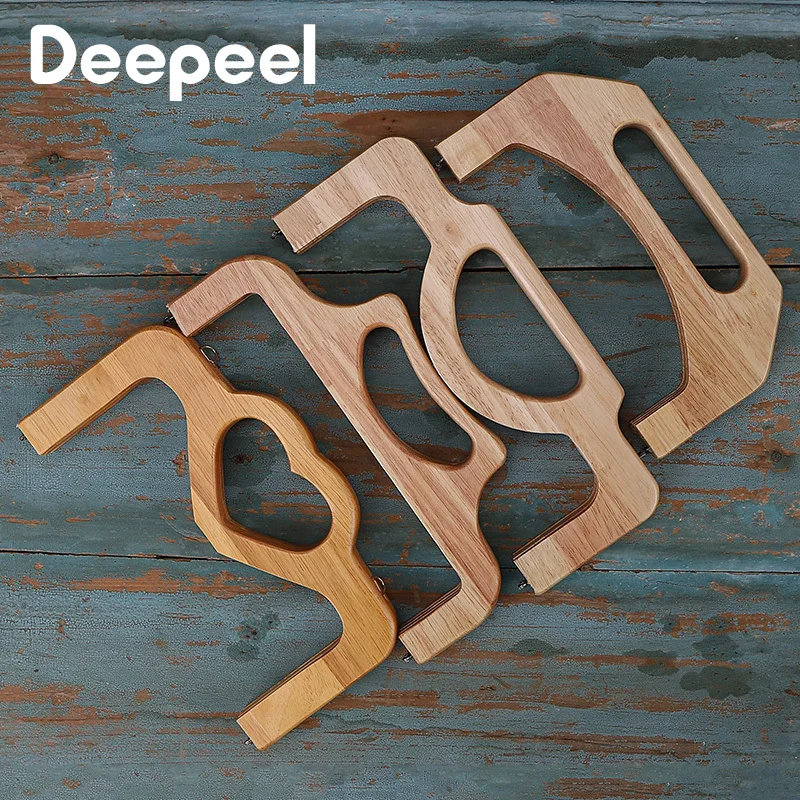 1Pc 23-28cm New Solid Wood Bags Handle DIY Handmade Screw Kiss Clasp Wooden Handls Purse Frame Handbag Sewing Brackets Accessory