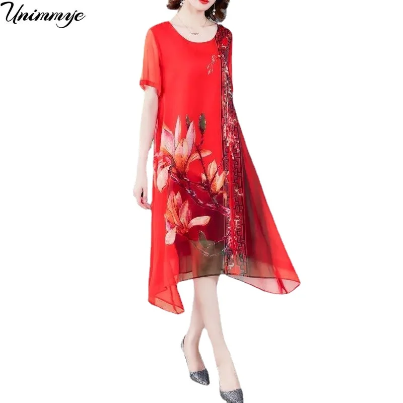 

Женское летнее платье с коротким рукавом и цветочным принтом