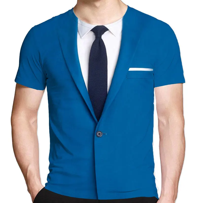 

Fake Suit Mens Summer T-shirts Tops Hip Hop Trend Graphic Streetwear 3D Printed O-Neck Short Sleeve Tees Clothing