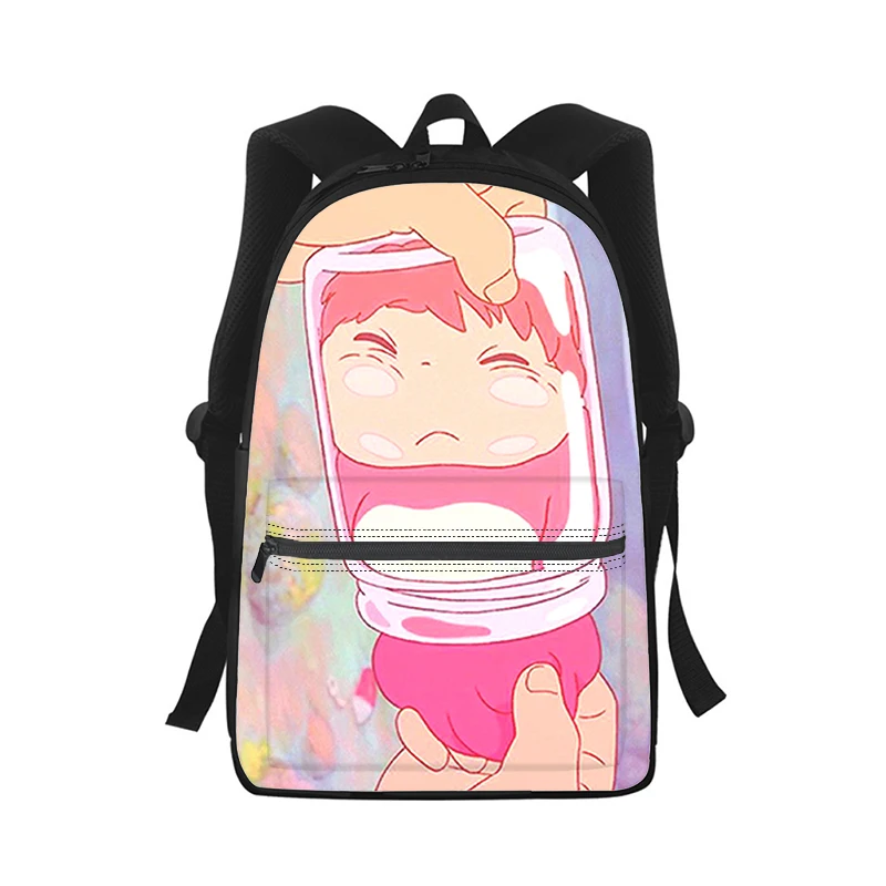 Ponyo on the Cliff anime Men Women Backpack 3D Print Fashion Student School Bag Laptop Backpack Kids Travel Shoulder Bag
