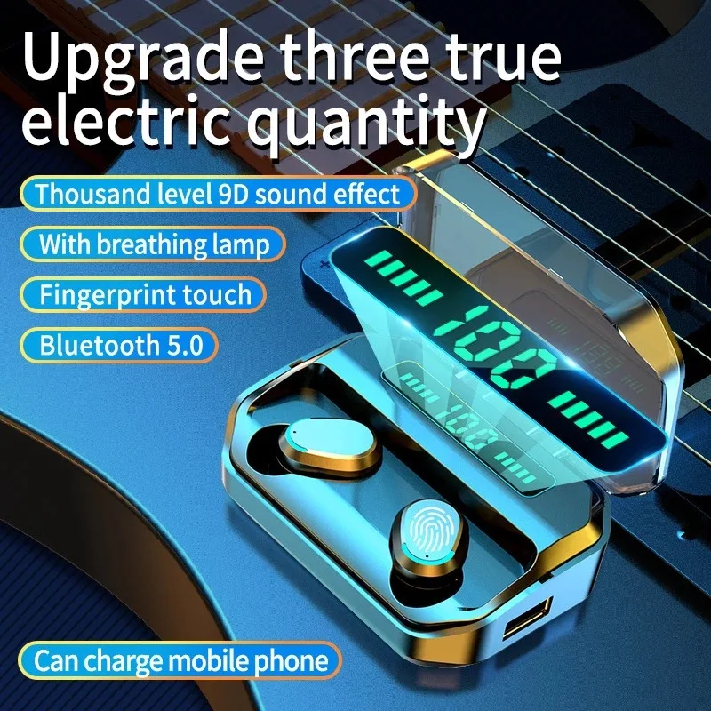 

Digital display wireless bluetooth headset 5.0 battery display touch