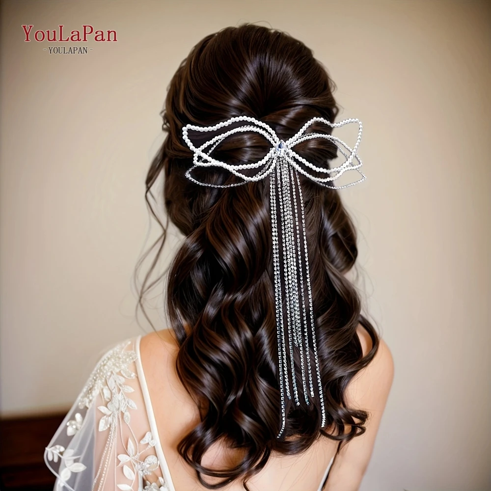 YouLaPan Свадебный Аксессуар Для Волос Со Стразами И Бантами Кусок Подружки Невесты