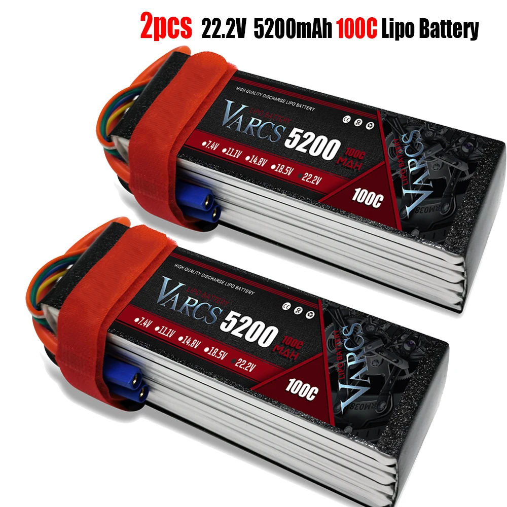 2PCS Lipo Batteries VARCS 7.4V 7.6V 11.1V 15.2V 14.8V 22.2V 2S 3S 4S 6S 5200Mah 6300Mah 6500mAh 6200mAh 6750mAh 8000mAh 7000mAh
