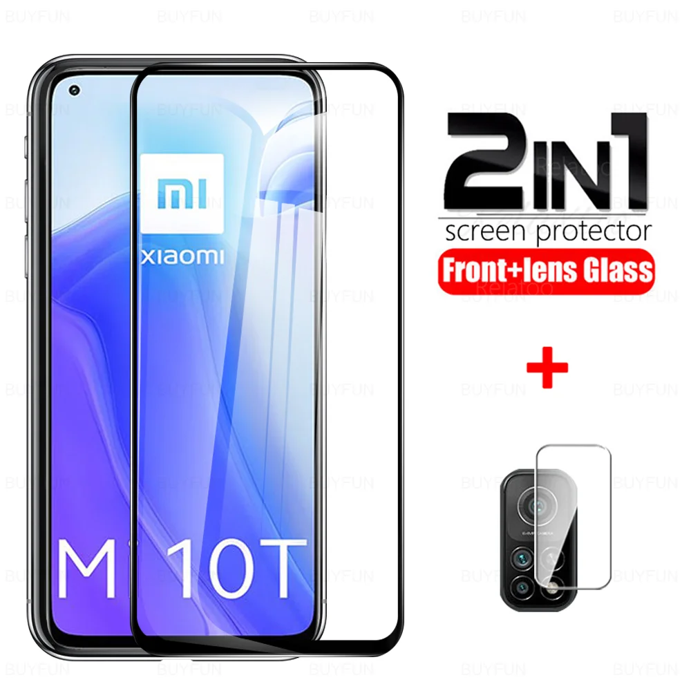 

Черное закаленное переднее стекло 2-в-1 для Xiaomi Mi 10T Lite Pro, зеркальное Защитное стекло для объектива камеры, Защита экрана для MI10T
