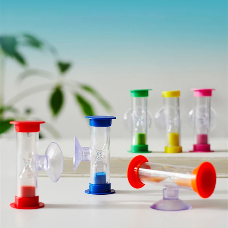 

2/3 Minutes Shower Timer Hourglass With Suction Cup Rotatable Children Tooth Brushing Timer Save Sand Clock Home Desktop Decor
