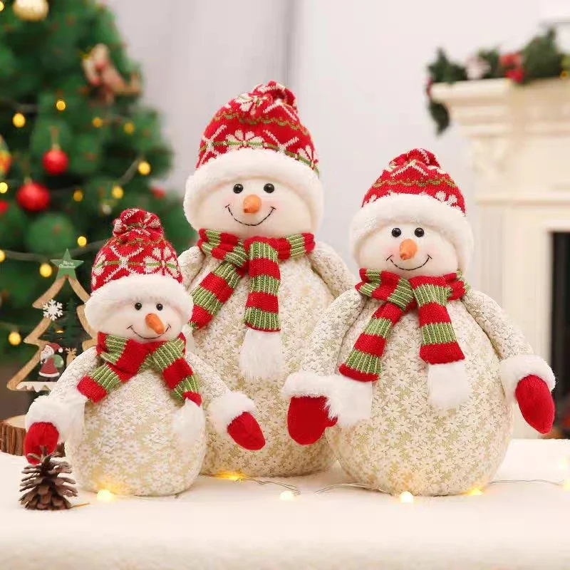 

Christmas Snowman Doll Decoration Plush Santa Claus Reindeer Figurine for Home Holiday Party Tree Table Ornaments Xmas Gift
