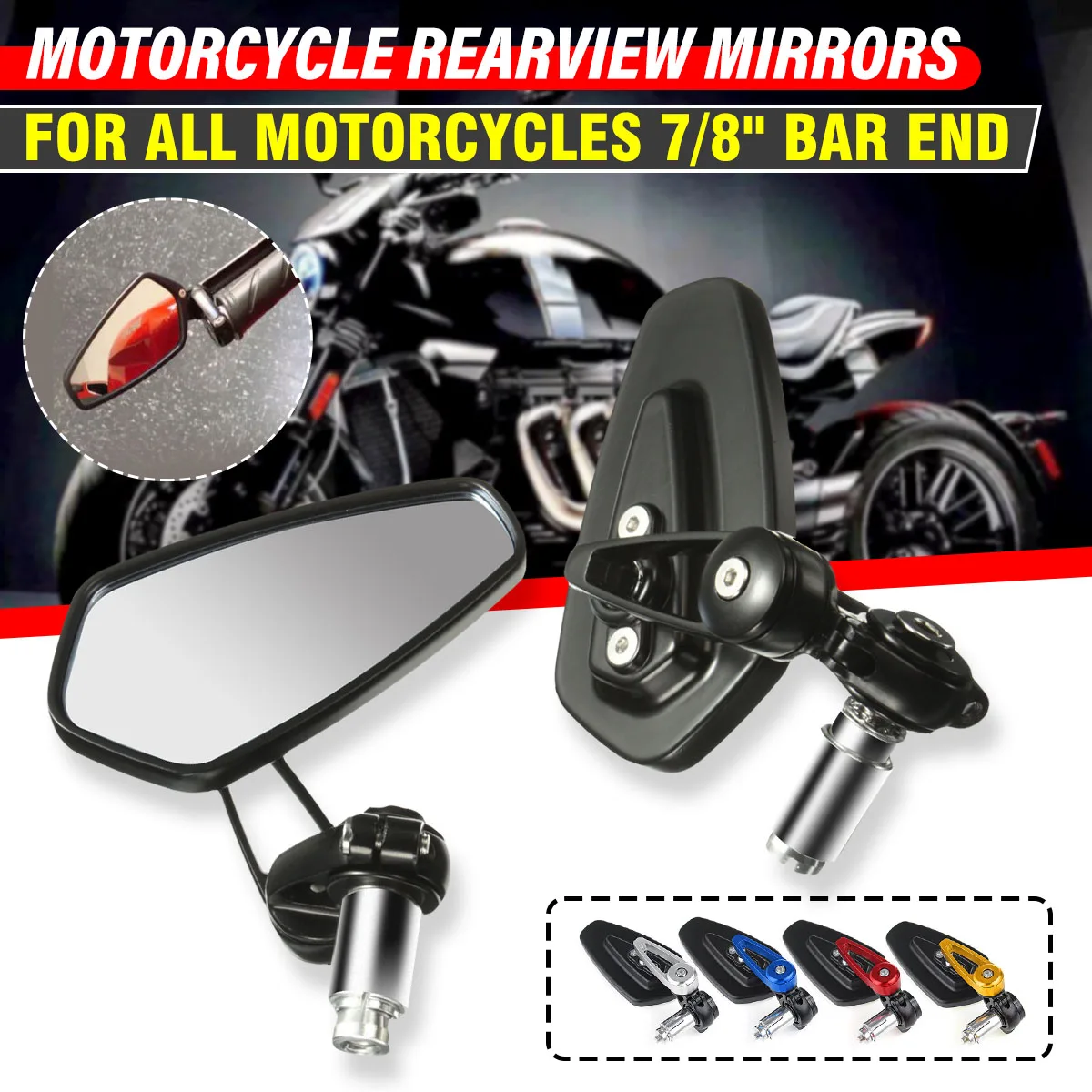 

Universal Motorcycle Handle Bar End Rearview Side Mirrors Aluminum 2Pcs 7/8 Inch 22mm Side Rear Mirror For Triumph Triple