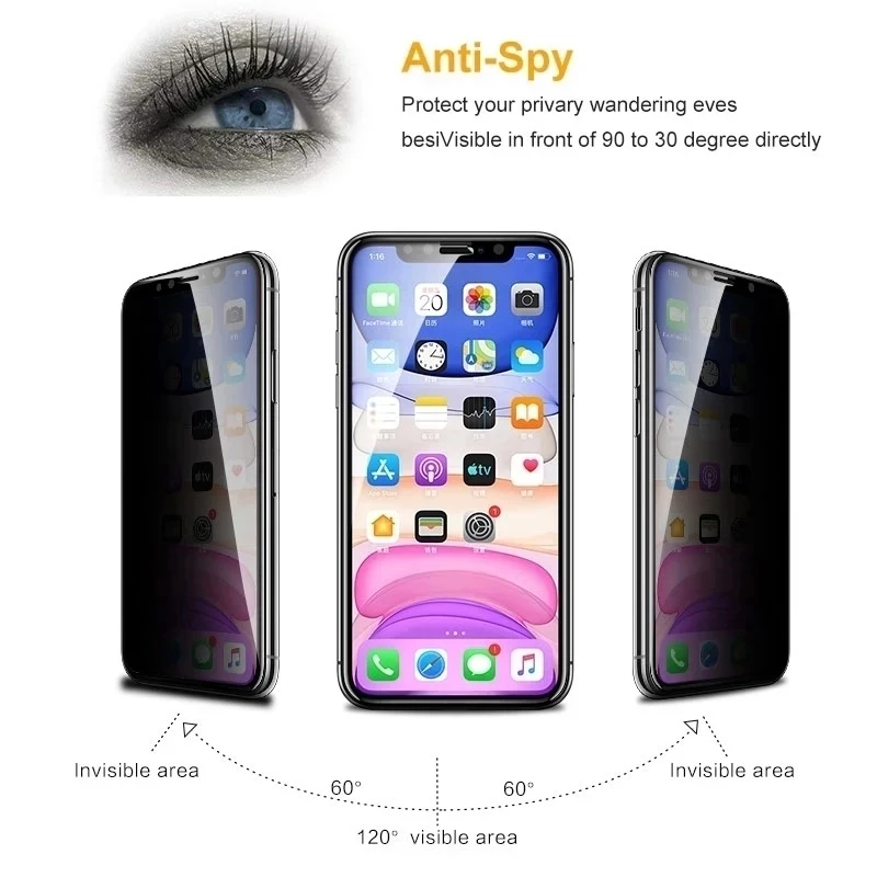 3Pcs Privacy Tempered Glass For iPhone 11 12 13 14 Pro Max Screen Protector For iPhone 7 8 6S Plus XR XS Max Anti Spy Glass