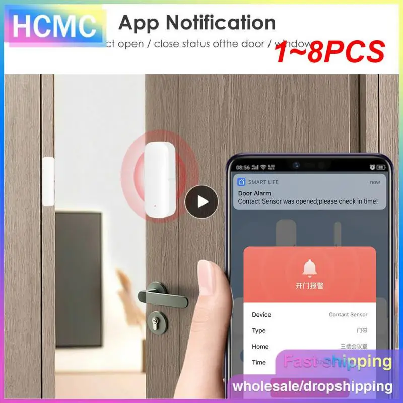 

1~8PCS Tuya WiFi Smart Door Sensor Door Open Closed Detectors Smart Home Security Protection Alarm System Smart Life APP Control