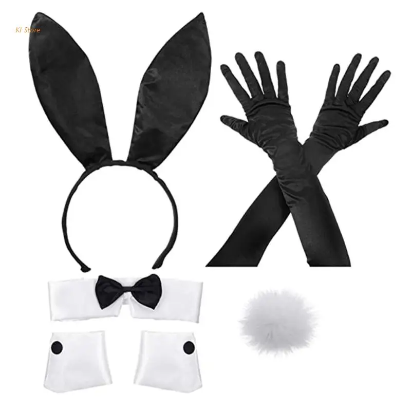 

Пасхальный костюм кролика, повязка на голову, костюм кролика, костюм для косплея, повязка на голову, воротник, перчатки, бант, манжеты, пачка
