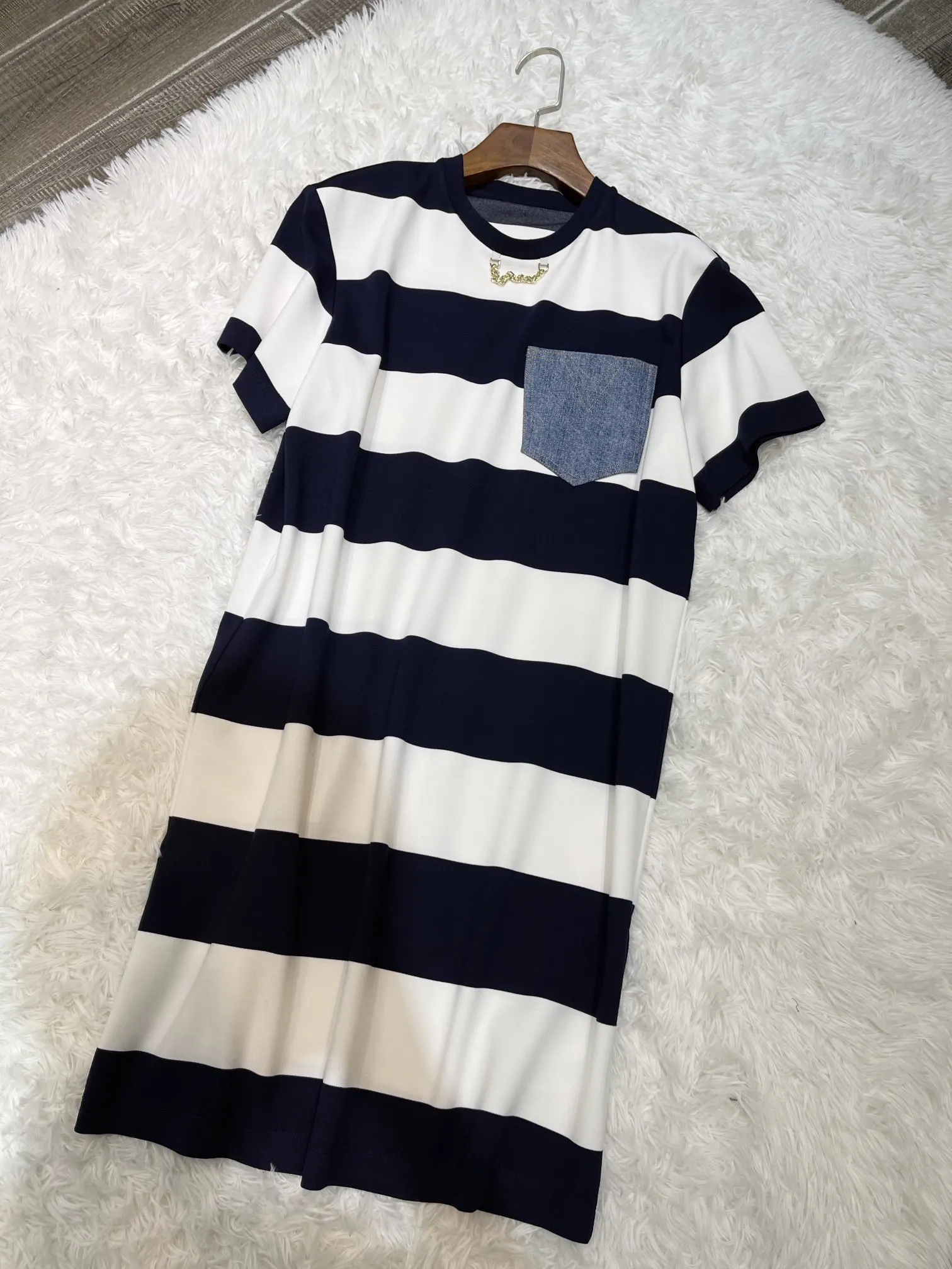 

Новинка весна-лето 2022, женское крутое и удобное свободное платье-футболка в полоску