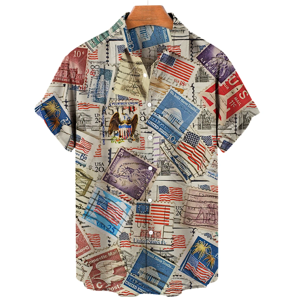 

Summer 2022 Men's 3d Flag Shirts Fashion Oversized Streetwear Hawaiian Beach Shirts Men's Casual Shirts