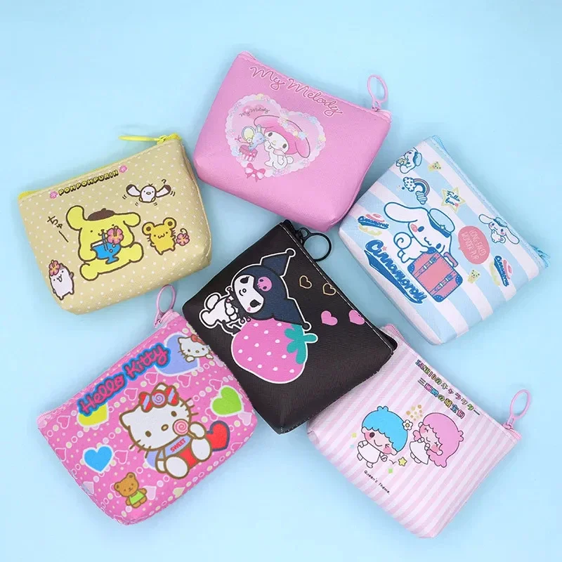 Sanrio милый кошелек для монет Hello Kitty Melody Kuromi Cinnamoroll девочек мультяшный брелок милая