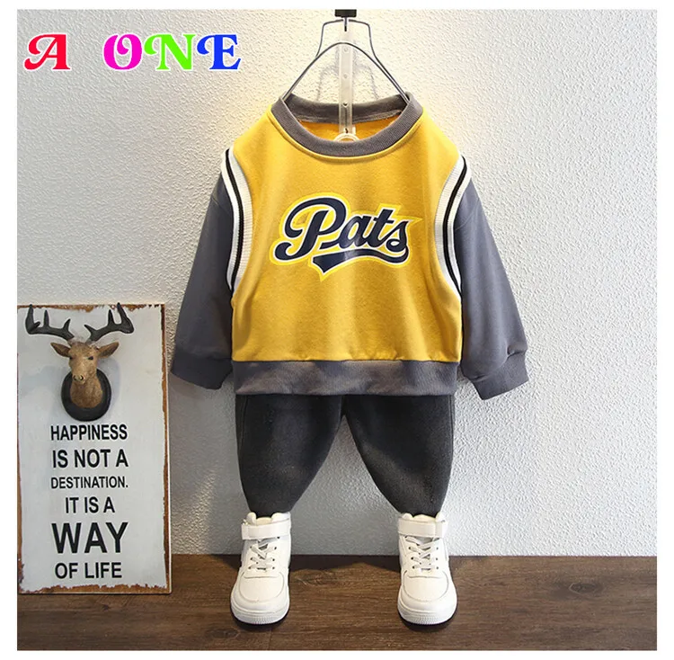 

spring autumn boys set baby suit kids outfits children sweatshirts + pants 2 pcs set fashion sport jogging boys clothes 2-10y