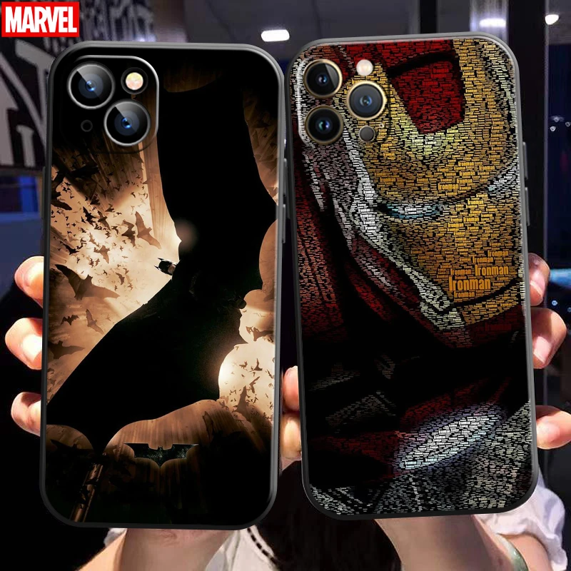 

Marvel Logo For Apple iPhone 13 12 11 Pro 12 13 Mini X XR XS Max 5 6 6S 7 8 Plus SE2020 Phone Case Bumper Black Liquid Silicon