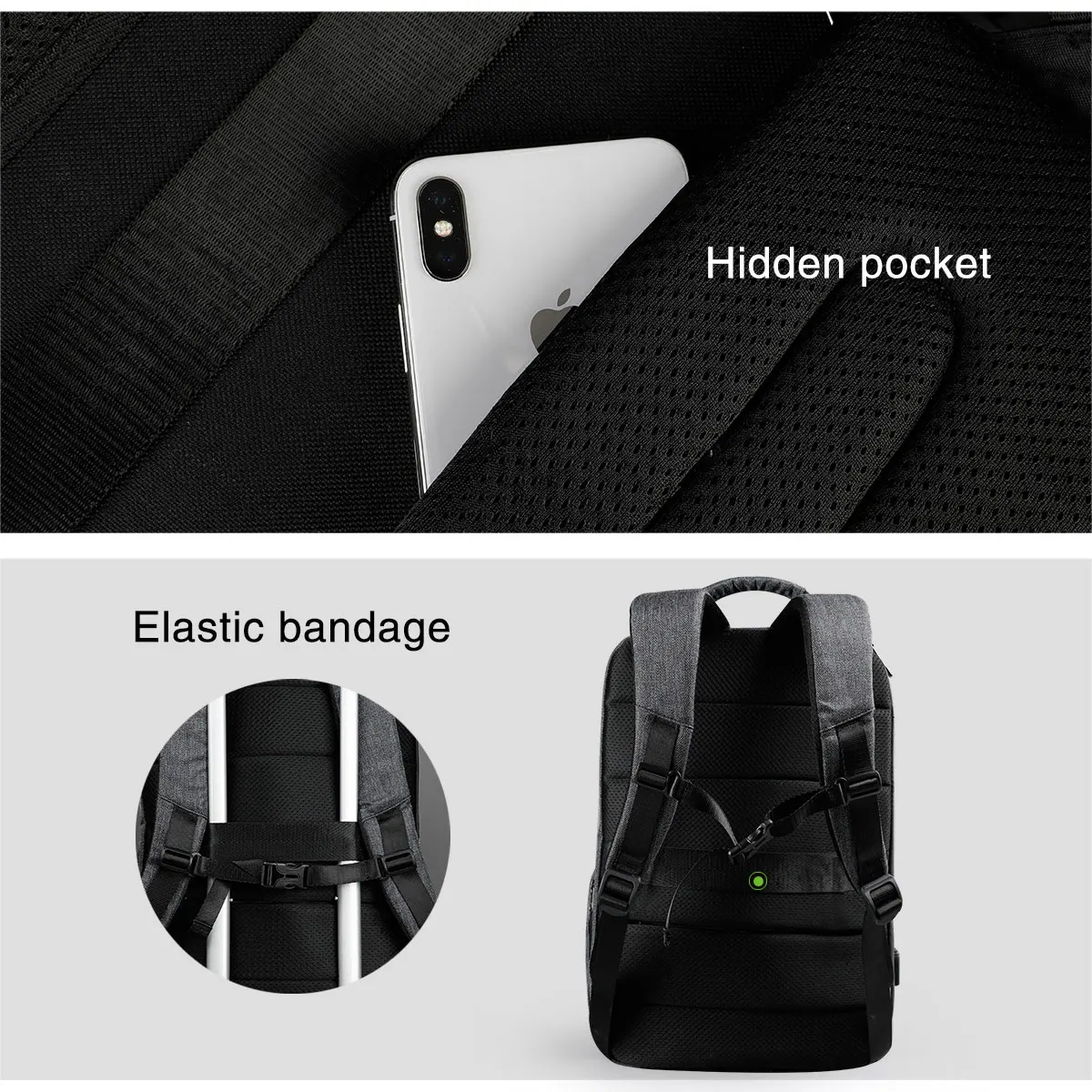 Tigernu Рюкзак мужской для ноутбука 14-15 6 дюймов с USB-портом зарядки