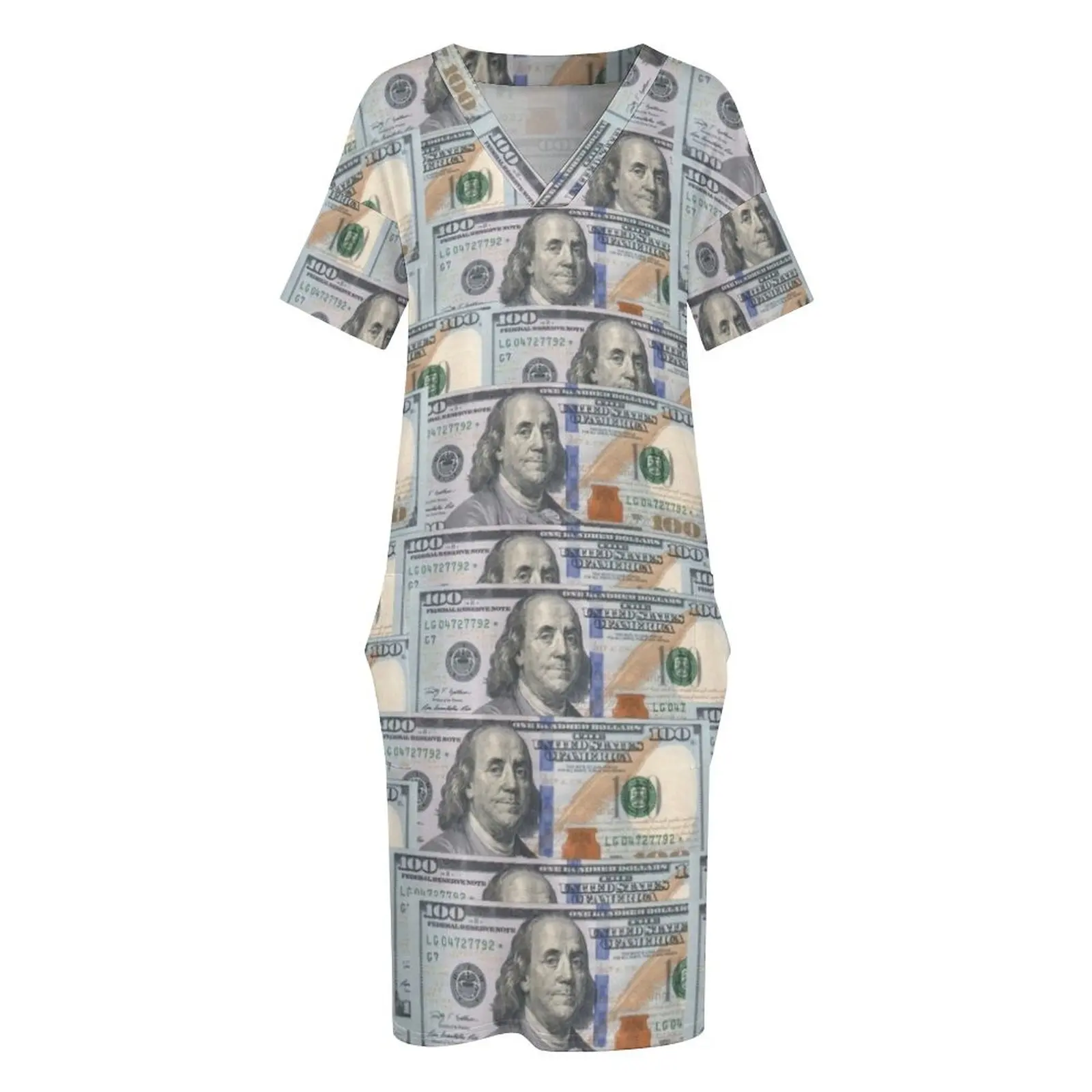 100-долларовые купюры свободное платье с карманами пляжное вечерние платья для