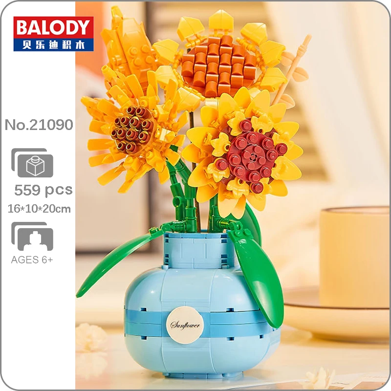 

Balody 21090 Eternal Flower Vase Sunflower Daisy Herb Plant Bottle Model DIY Mini Blocks Bricks Building Toy For Children No Box
