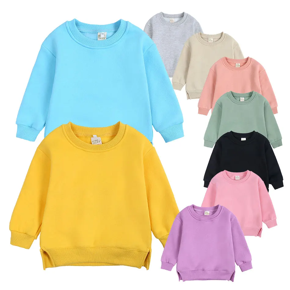 

6M-7T Toddler Baby Boys Girls Fleece Pullover Sweatshirt Solid Color Crewneck Blouse Shirt Tops Warm Fall Winter Clothes