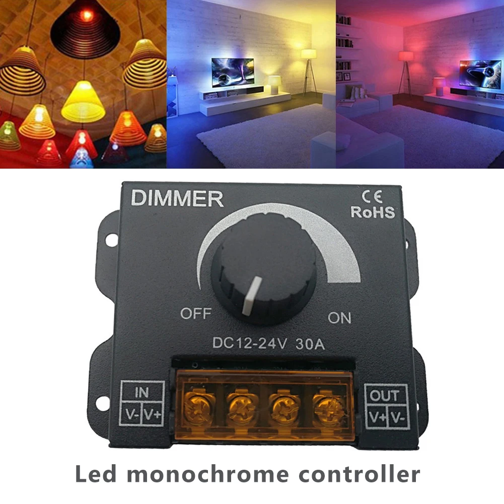

LED Monochrome Controller DC 12V-24V LED Dimmer Switch PWM Digital Stepless Dimming for Lamp Strip Single Color Lamp