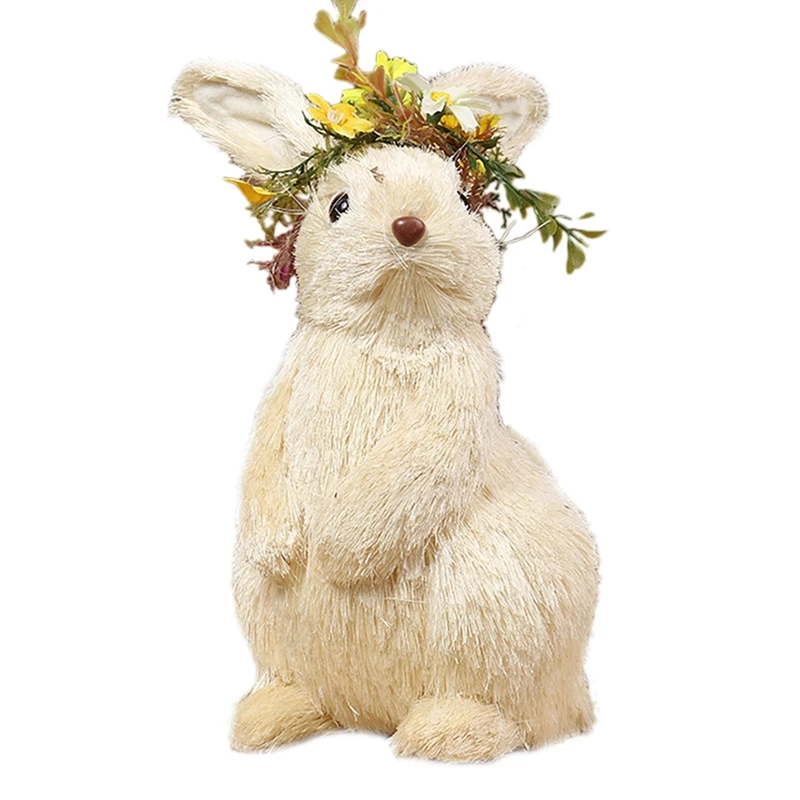 

Creative Easter Bunny Decoration Cute Straw Rabbit Home Ornaments Gift for Mother Kids Friends 2022