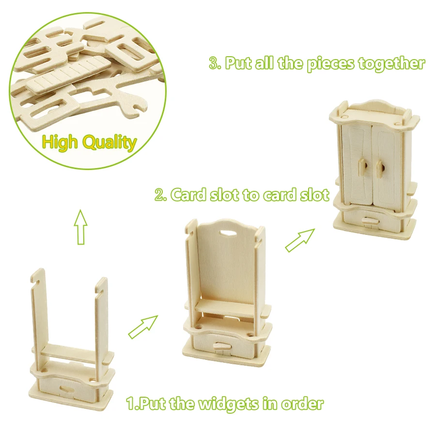 Набор мебели для кукольного домика миниатюрные предметы 185 шт. деревянные