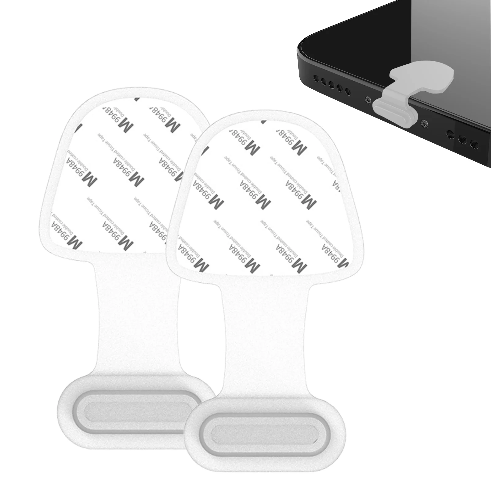 

Anti Dust Plugs 2PCS Dust-proof Plugs Caps For Smartphones Silicone Charging Port Cover Cell Phone Anti Dust Plugs With Adhesive