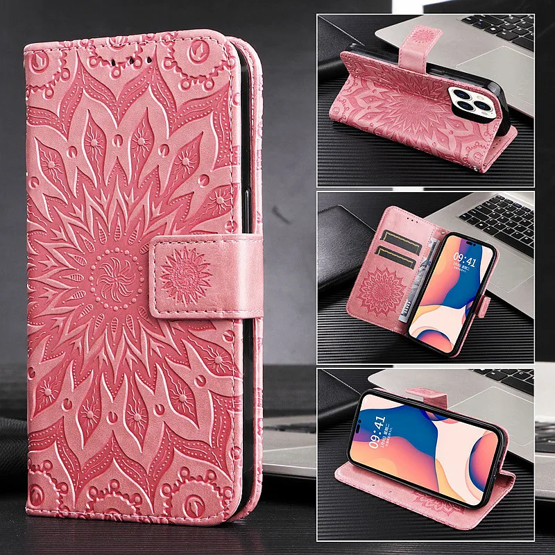 

Exquisite Double-sided Embossed Datura for Xiaomi Redmi Note 11 11 Pro 10 9 8 Redmi 10 10C 10A 9C 9A 9T 8A PU Leather Flip Cover