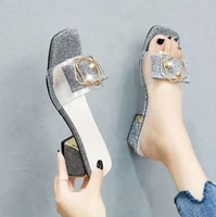 2022 new woman slippers fashion pvc transparent slides square heel sandals ladies shoes comfortable outdoor womens sandals
